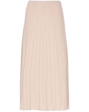 D.exterior Ribbed Midi Skirt - Natural