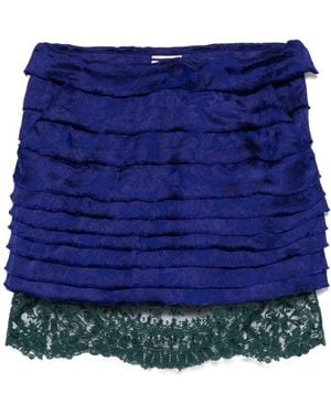 Saint Laurent Lace Detailed Mini Skirt - Blue