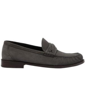 Brunello Cucinelli Suede Penny Loafers - Black