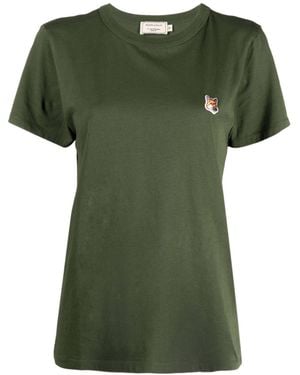 Maison Kitsuné Logo-Patch Cotton T-Shirt - Green
