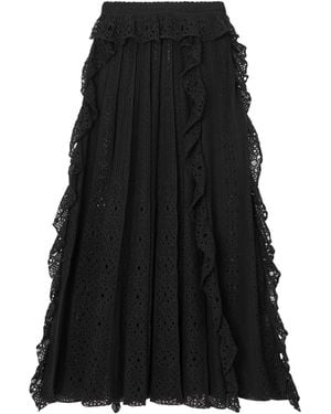 Chloé Open-Knit Plissé Maxi Skirt - Black