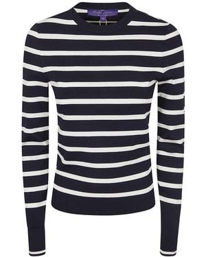 Ralph Lauren Striped Long Sleeve Knitted Top - Blue