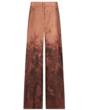Liu Jo Printed Twill Palazzo Trousers - Brown