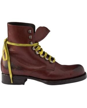 Prada Lace-Up Ankle Boots - Brown
