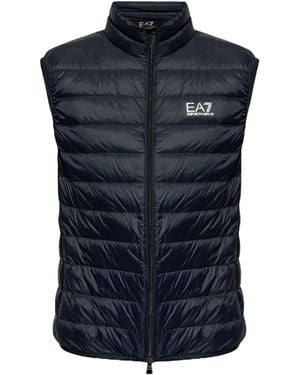 EA7 Logo Printed Quilted Padded Gilet - Blue