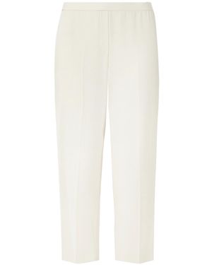 Theory Cropped Plissé-Crepe Straight-Leg Pants - White
