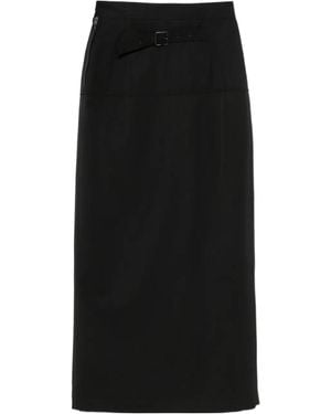 Lemaire Slited Straight Hem Midi Skirt - Black