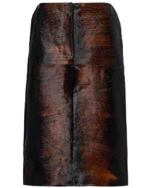 Magda Butrym Printed Calf Hair Pencil Skirt - Brown