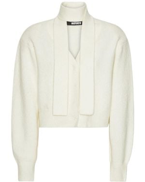 ROTATE BIRGER CHRISTENSEN Scarf-Neck Buttoned Cardigan - White