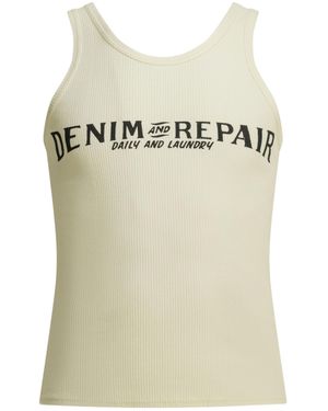 Kapital Slogan-Print Ribbed Vest - White