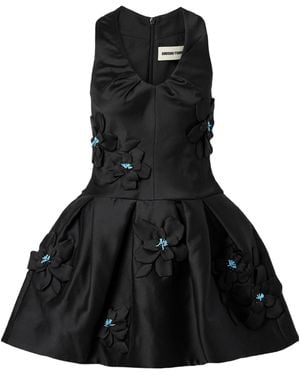 ShuShu/Tong Embellished Appliquéd Duchesse-Satin Mini Dress - Black