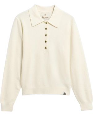 Barbour Polo Collar Knit Jumper - White