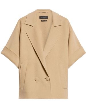 Weekend by Maxmara Double-Breasted Short-Sleeved Cape - Natural