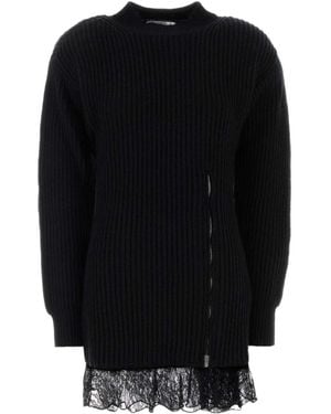 GIUSEPPE DI MORABITO Zip Lace Knitted Dress - Black