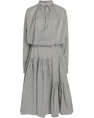 Dries Van Noten Denvo Striped Cotton-Blend Poplin Midi Dress - Gray