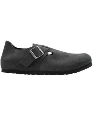 Birkenstock London Buckled Flat Shoes - Black