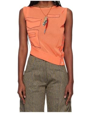 Kiko Kostadinov Semi-Sheer Knit Cotton- And Nylon-Blend Tank Top - Multicolour