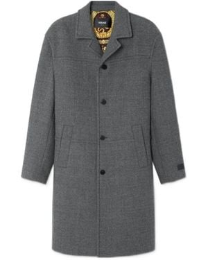 Versace Single-Breasted Coat - Grey