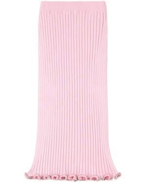 Jil Sander Bead-Embellished Ribbed-Knit Midi Skirt - Pink