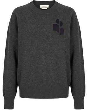 Isabel Marant Two-Tone Jacquard Knit Sweater - Gray