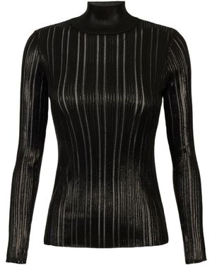 Elisabetta Franchi Laminated Ribbed Top - Black