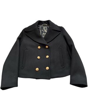 Sealup Cropped Double-Breasted Coat - Black