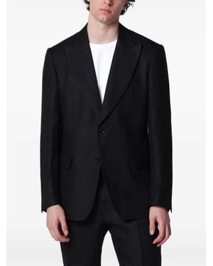 Lardini Single-Breasted Linen Blazer - Black