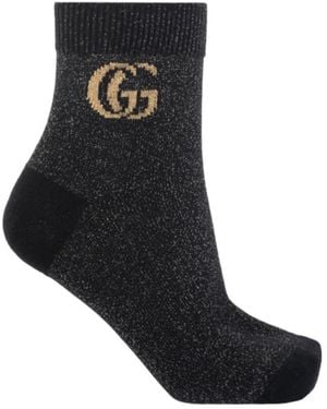 Gucci Intarsia-Knit Logo Ankle Socks - Black