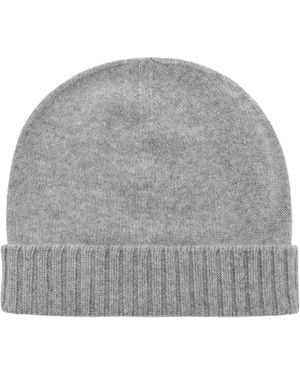 Malo Fine-Knit Turn-Up Brim Beanie - Grey