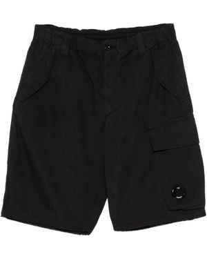 C.P. Company Lens-Detail Cargo Shorts - Black