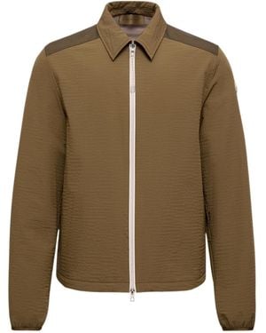 Moncler Logo Patch Zip-Up Shirt - Green