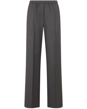 Peserico Elastic-Waist Wide-Leg Pants - Gray