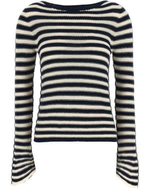 Twinset Striped Flared-Sleeve Knitted Jumper - Black