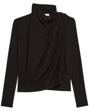 Helmut Lang Long Sleeve Scarf Detail Top - Black