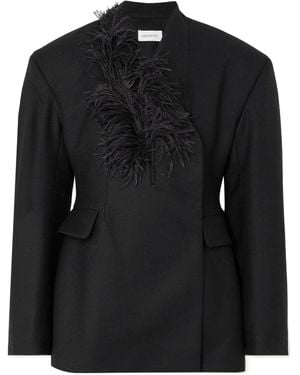 16Arlington Feather-Trimmed Twill Suit Jacket - Black