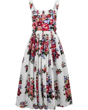 Dolce & Gabbana Floral Print Midi Dress - White