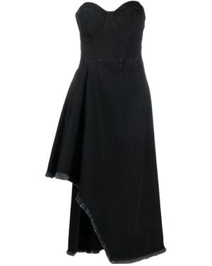 McQueen Asymmetric Denim Dress - Black