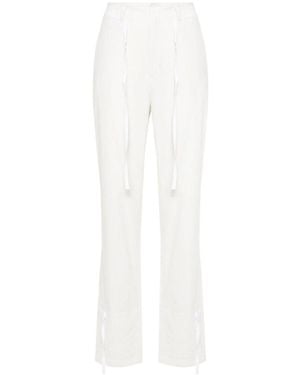 Lemaire Chambray Drawstring Tapered Trousers - White