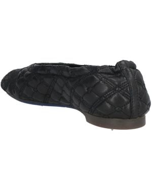 Burberry Leather Embroidered Ballet Flats - Black