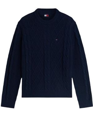 Tommy Hilfiger Tommy Flag Cable Knit Sweater - Blue