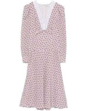 Alessandra Rich Small Rose Print Dress - Purple