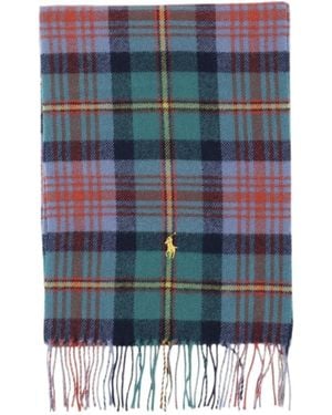 Polo Ralph Lauren Checked Fringe Scarf - Blue