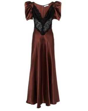 Rodarte Lace-Trimmed Silk Charmeuse Gown - Brown