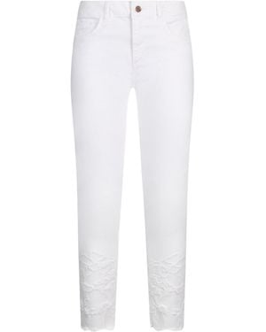 Liu Jo Floral Embroidered Skinny Trousers - White