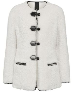 Blancha Leather-Trimmed Shearling Jacket - White