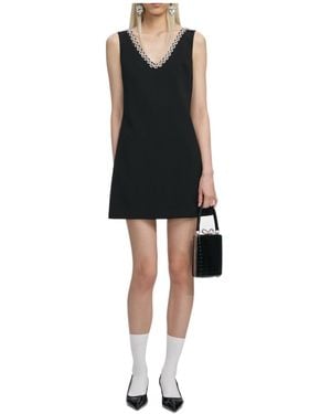 Self-Portrait Crystal-Embellished V-Neck Dress - Black