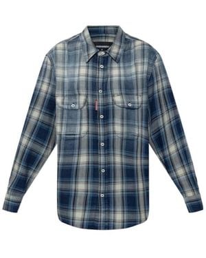 DSquared² Plaid Long-Sleeve Shirt - Blue