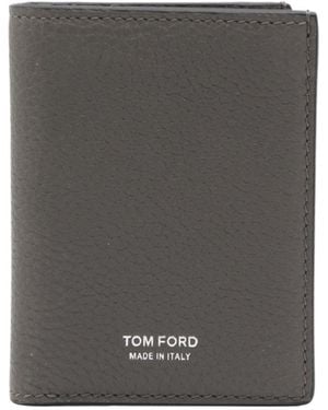 Tom Ford Logo Printed Bi-Fold Wallet - Gray