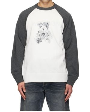 we11done Teddy Long-Sleeved Knit Sweater - Gray