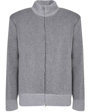 Lardini High-Neck Zipped Cardigan - Grey